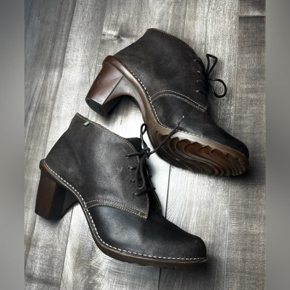 🐸 El Naturalista Dark Brown WAX Duna Ankle Boot Heeled Boots - Picture 2 of 7